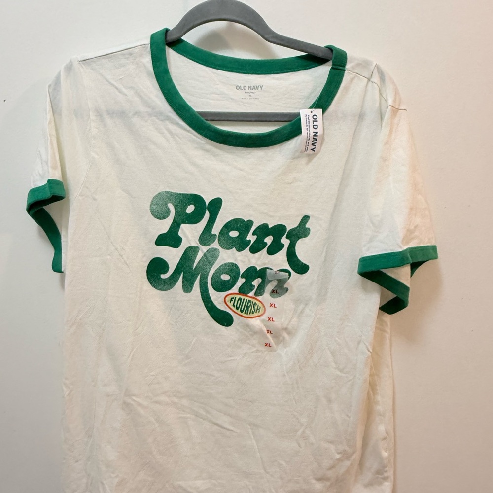 Old Navy Green and White Short Sleeve Tee